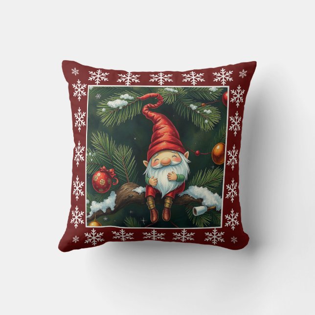Coussin Drôle mignon hiver Whimsical Scandinavian Gnome (Verso)