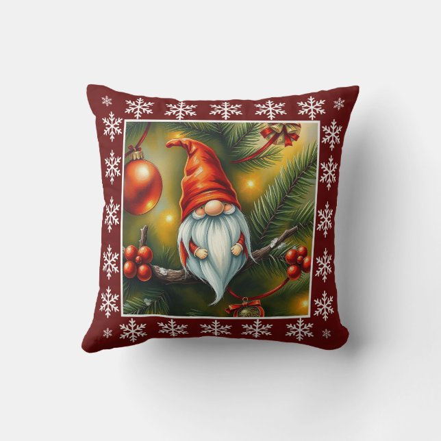 Coussin Drôle mignon hiver Whimsical Scandinavian Gnome (Verso)