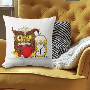 Coussin Drôle Morning Cranky Owl