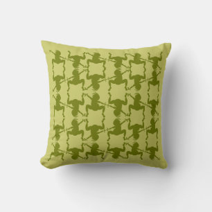 Coussin Drôle Olive Green Dancing Kokopelli