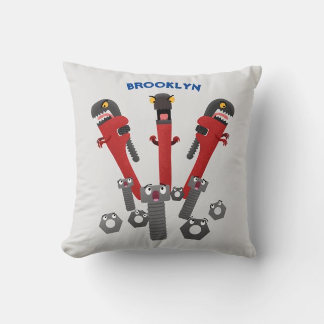 Coussin Drôle outil monstre de clé humour dessin animé (Recto)