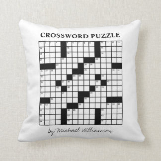 Coussin Drôle personnalisé noir blanc mot croisé puzzle
