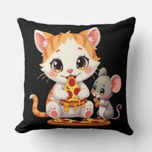 Coussin drôle pizza manger chat pizza manger souris