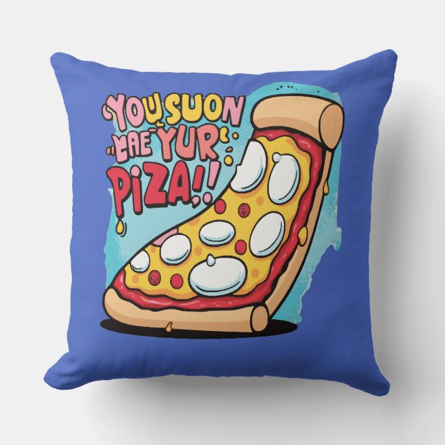Coussin Drôle Pizza nourriture dit (Recto)