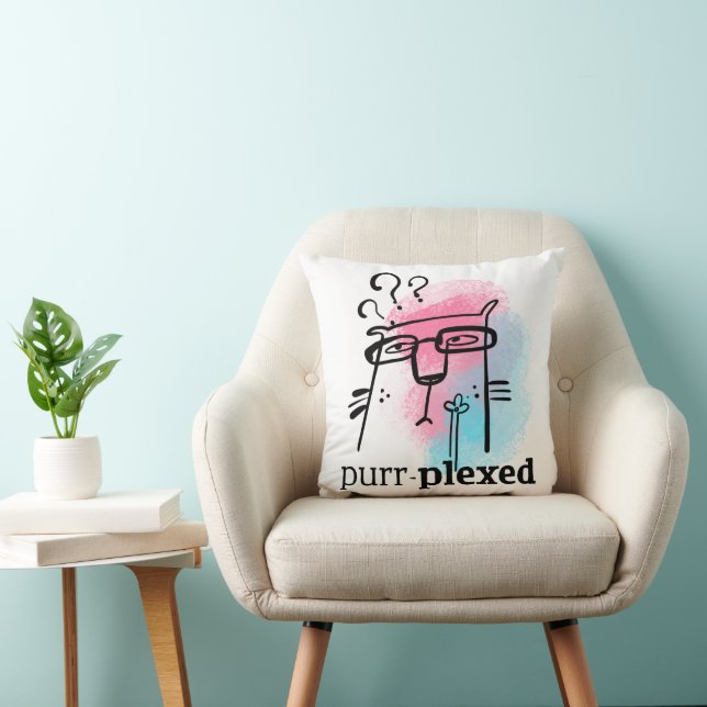 Coussin Drôle Puzzled Cat Typographie Purr Plexed Pun (Chaise)