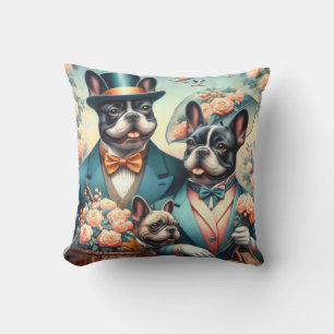 Coussin Drôle Vintage de la peinture de Bulldog