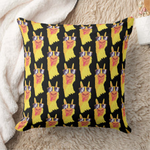Coussin Drôle Visage Llama Avec Lunettes Motif Lisse Oreil