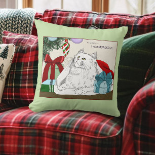 Coussin Drôles de chats blancs Ornements de sapin de Noël 