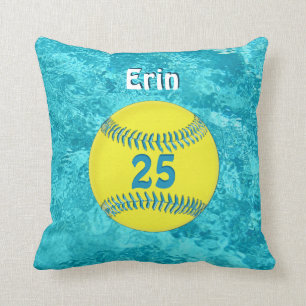 Coussin du base-ball de turquoise avec son NOM et