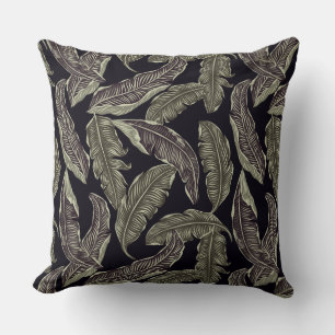 Coussin du concepteur de feuilles vertes noires