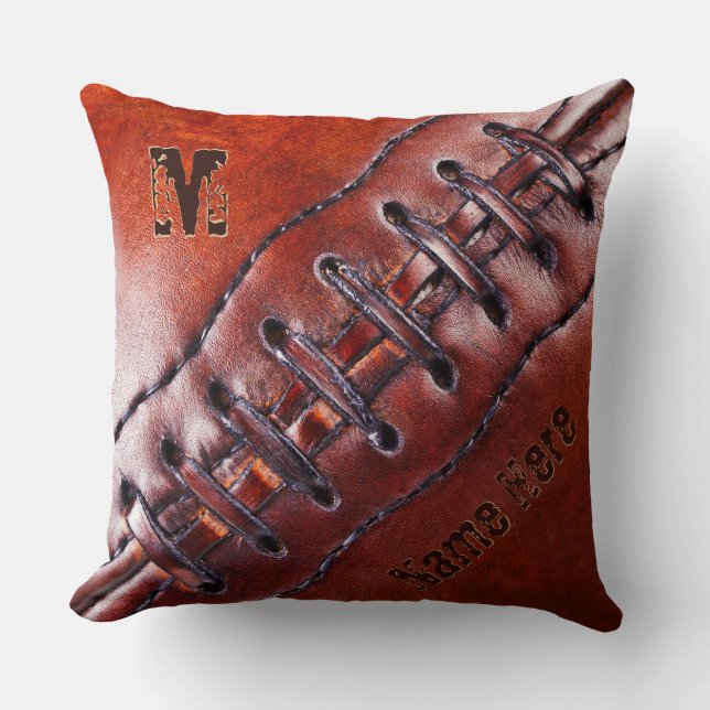 Coussin du football avec votre nom, monogramme ou (Recto)