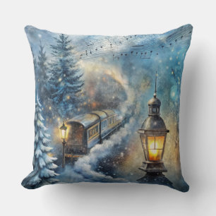 Coussin du train de Noël magique - hiver Vintage