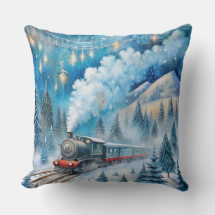 Coussin du train de Noël magique - hiver Vintage