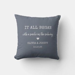 Coussin Dusty Blue Personnalisé Où Tout Commence La Saint-