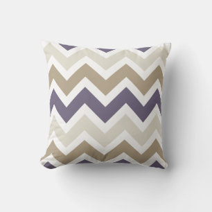 Coussin Dusty foncé violet, ivoire et Brown Chevron
