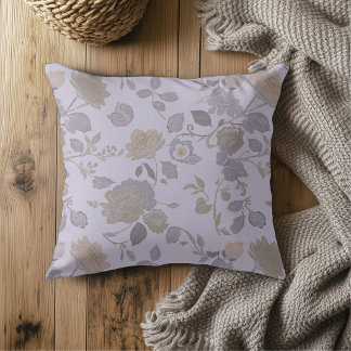 Coussin Dusty Purple Lavender Gray Modern Farmhouse Floral