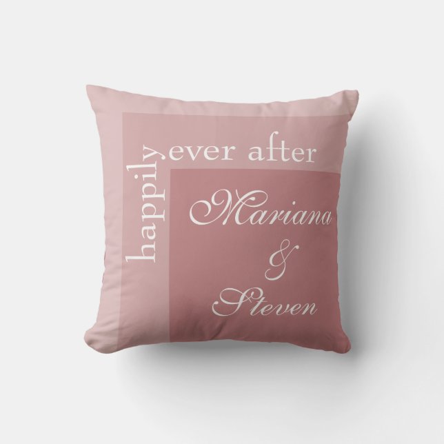 Coussin Dusty Rose Simple Moderne Chic Script Mariage (Recto)