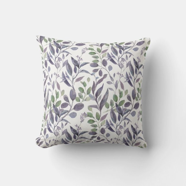 Coussin Dusty Violet Sage Vert Feuille verdure | (Recto)