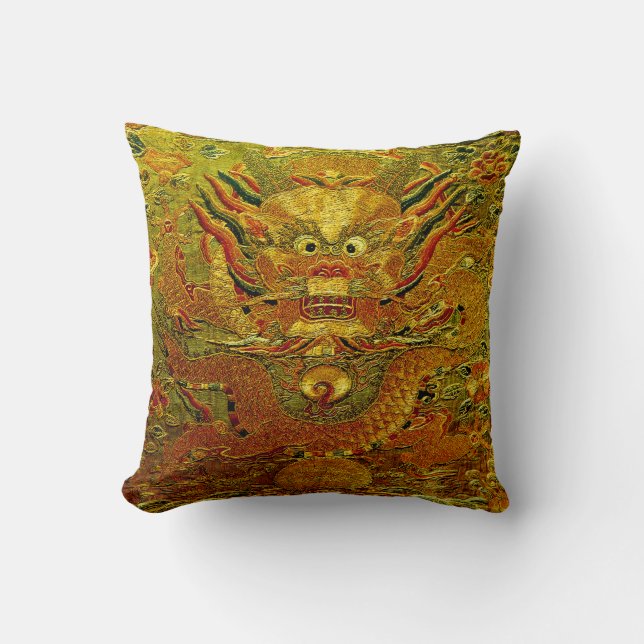 Coussin Dynastie de Ming chinoise de broderie de dragon (Recto)