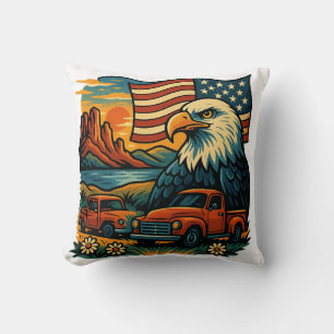 Coussin Eagle Glory Tee Vintage - Drapeau américain patrio