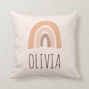 Coussin Earthy Pastel Rainbow Girl Cadeau d'anniversaire