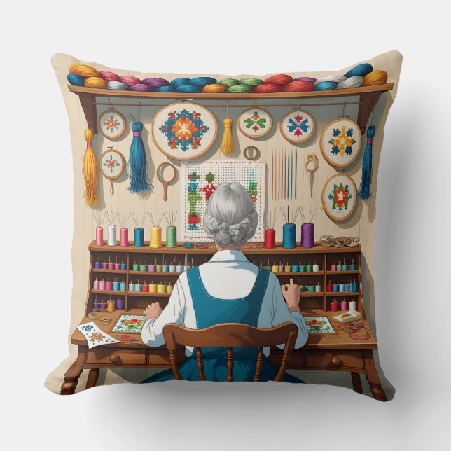 Coussin Eat.Sleep.Cross Stitch.Repeat- Gift for Stitchers  (Recto)