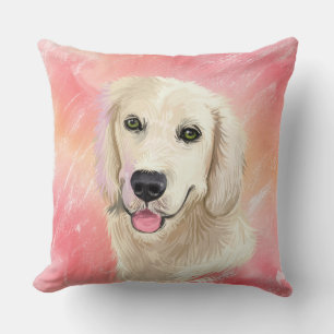 COUSSIN EAU COULEUR OR RETRIEVER DOG FACE