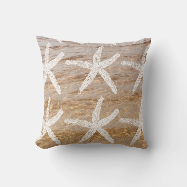 Coussin Eau de plage de sable blanc Motif Nautique (Recto)