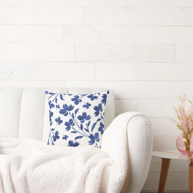 Coussin Eau d'Indigo - tiges de fleurs (Canapé)