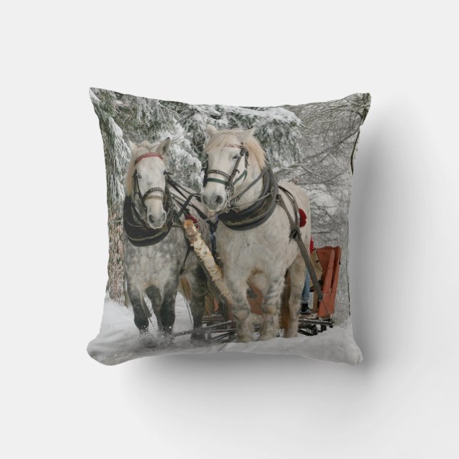 Coussin Ébauche Chevaux Tirant Sleigh (Recto)
