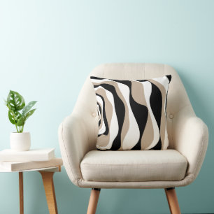 Coussin Ebb et flux 4 - Taupe, noir et blanc