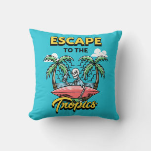 Coussin Échapper au Surf squelette des Tropiques