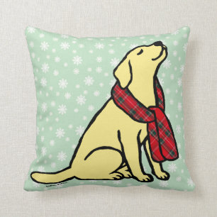 Coussin Écharpe jaune 2 de tartan de Labrador