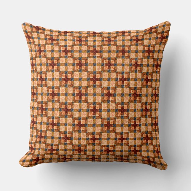 Coussin Échecs orange brunâtre rond formant des pièces car (Recto)