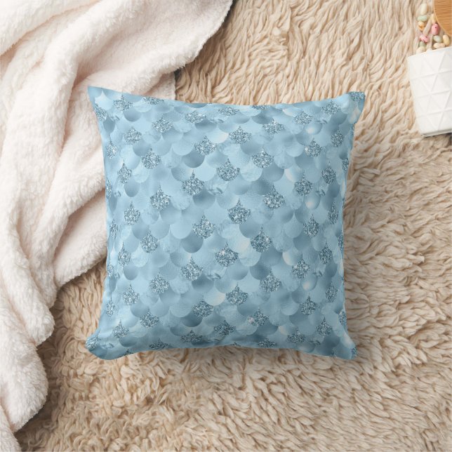 Coussin Échelle de verre de sirène | Dusty Ice Blue Sheen  (Couverture)