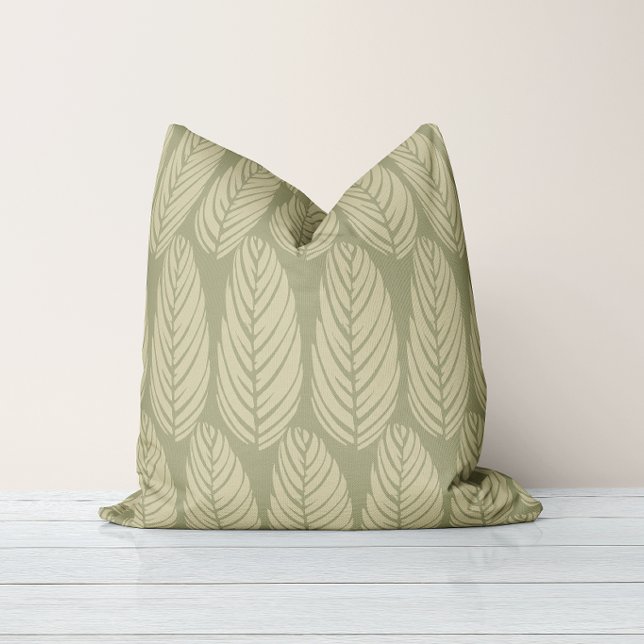 Coussin Écho Feuilles Vert Sage Pâle Olive (Créateur téléchargé)