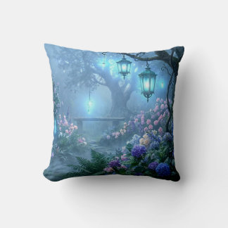 Coussin Échos brumeux du jardin de la brume bleue