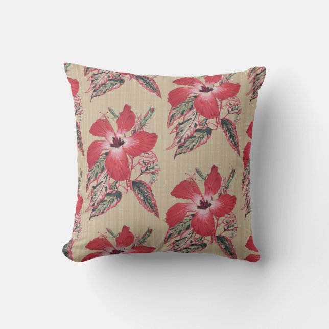 Coussin Éclaboussure rouge de ketmie sur le carreau 16x16 (Recto)
