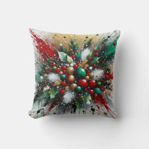 Coussin Éclaboussures de Noël / Éclats blancs