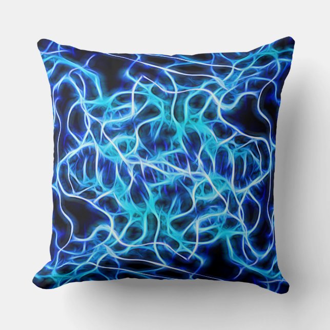 Coussin Éclair électrique néon bleu Tesla Coil (Recto)
