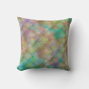 Coussin Éclairage Arc-en-ciel en or brillant Motif Chevron