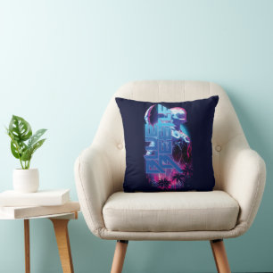 Coussin Éclairage de la ville rétrovague de dendroctones b