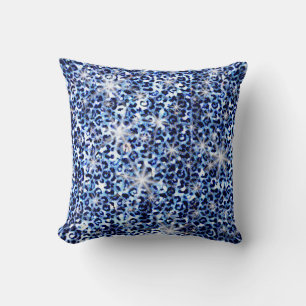 Coussin Éclats de guépards bleus