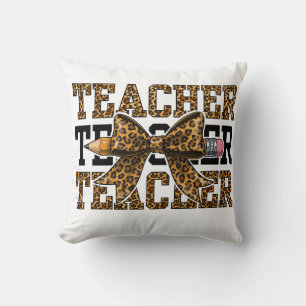 Coussin École de professeur d'arc de léopard Crayon Mignon