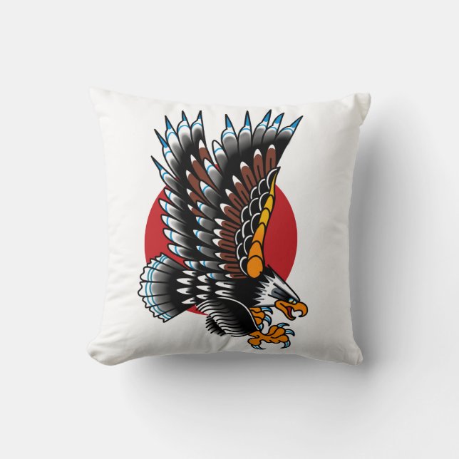 Coussin École d'Eagle de tatouage traditionnel américain (Recto)