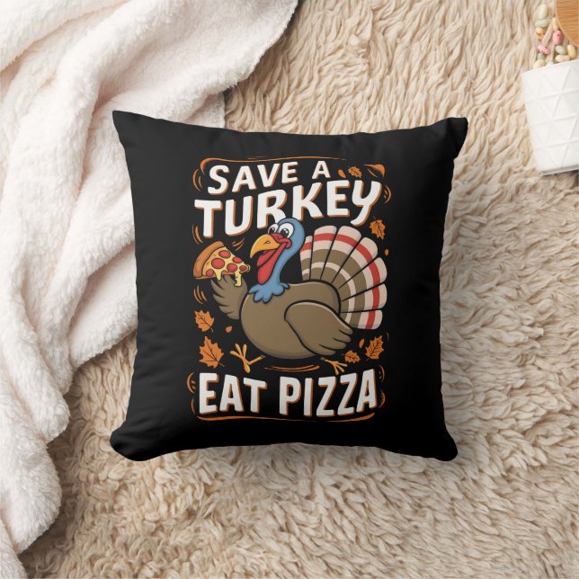 Coussin Économisez Une dinde Mange Pizza Drôle Costume Tha (Couverture)