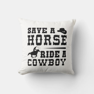 Coussin Économisez Une Promenade À Cheval Sur Un Cowboy