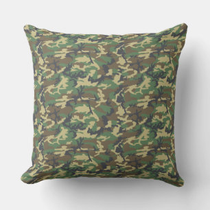 Coussin Écorce d'arbre vert   Motif de style Camo