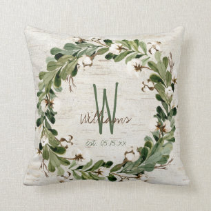 Coussin Écorce de bouleau de coton Monogramme Mariage Keep