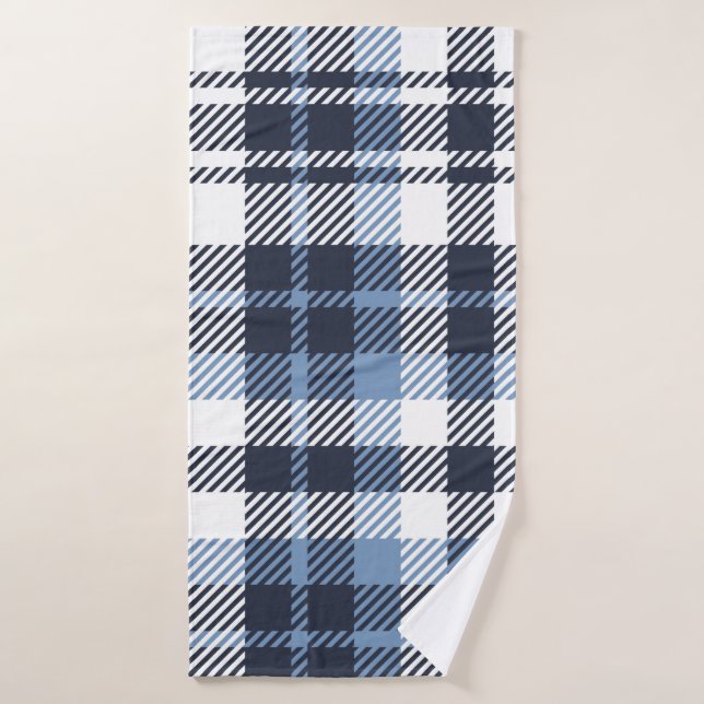 Coussin écossais moderne écossais bleu et blanc (Serviette de bain)